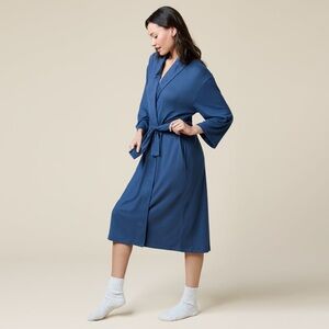 SOFTiES Dream Shawl Collar robe in “indigo” blue-side seam pockets-NWT